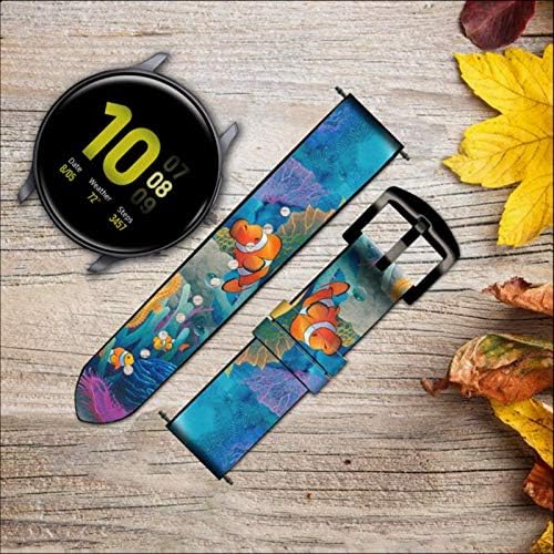 CA0625 Suba água de couro de cartoon mundial e silicone Smart Watch Band Strap for Samsung Galaxy Watch3, Gear S3 Modelos