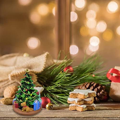 Mini Árvore de Natal Cat Cat Christmas Decoration Creative Miniature With Resin Ornamentos Presente Ornamento de Floco de Neve
