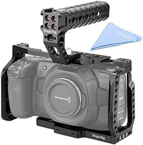 Kit de gaiola full Magicrig para BMPCC 4K /6K, com alça superior, grampo de montagem SSD T5, sapato frio, trilho da OTAN, para Blackmagic Design Pocket Cinema Camera 4K /6k