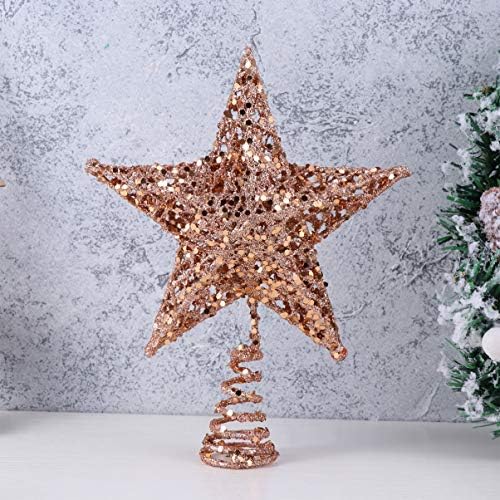 Holibanna Tree Tree Tree Tree Topper 20 cm de Natal Treça de ferro Topper Topper Glittering Iron Star Topper para ornamentos de