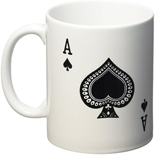 3drose Mug_76552_1 Ace of Spades Playing Card - Black Spade Suit - Presentes para Cards Game Of Poker Bridge Games Creamic Caneca, 11 oz, multicolor