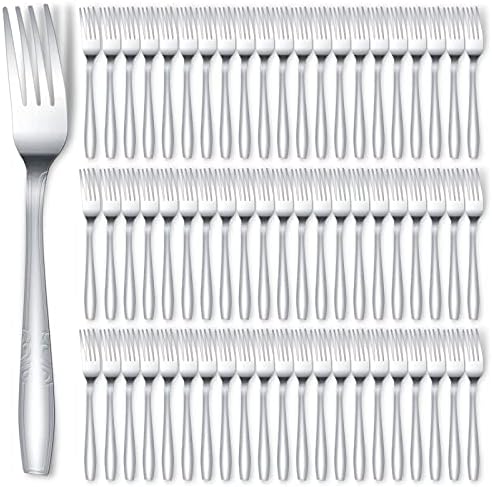 Forks de jantar de 100 peças Conjunto de 6,9 ​​polegadas de aço inoxidável garfos de talheres de talheres de talheres salada garfks de mesa de bobs espelho polido para restaurante de cozinha doméstica comendo utensílios de prata utensílios de louça