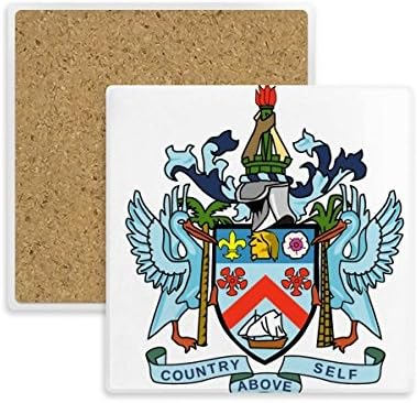 Saint Kitts e Nevis National Emblem Square Coairs Copo Mat Canela Subplate Setor de Isolante Pedra