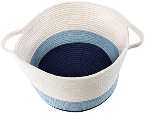 Conjunto de cesto de corda de corda de algodão de ninho de mel, azul ombré sto-09318 branco