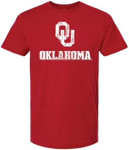 T-shirt de algodão Oklahoma Sooners de Red & West NCAA Sooners com logotipo vintage