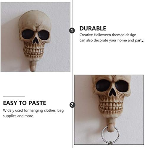 Soimiss 1pc Halloween Wall Hook Skull Shape Wall Hanger Creative Clothing Hook
