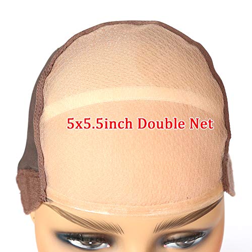 BTWTRY 5X5.5inch tampas de peruca mono de rede dupla com alça ajustável para fazer perucas 1pc Diamond Lace Monofilament Wig