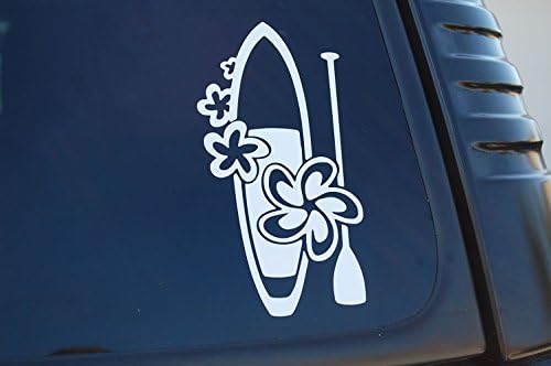 Adesivo havaiano standup saddleboard adesivo de vinil flores de menina célula/carro/parede picareta de arte e cor!