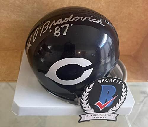 Ed O'Bradovich CGicago Bears assinou o raro mini capacete de 2 barras Beckett Testemunha