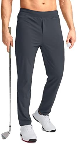 Calças de golfe masculinas de Pudolla esticam calça de moletom com bolsos com zíper Slim Fit Work Casual Joggers Calças
