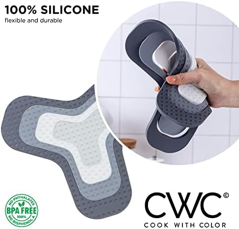 Cozinhe com cor de silicone de cor - nidificação de 4 peças trivet com vários tamanhos - almofadas de silicone não resistentes ao calor