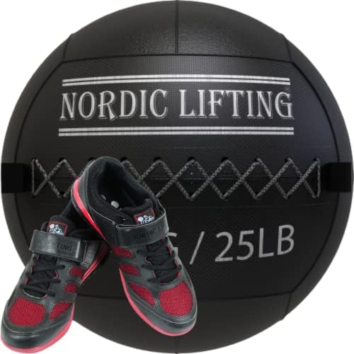 Bola de parede de elevação nórdica 25 lb pacote com sapatos Venja tamanho 10 - preto vermelho