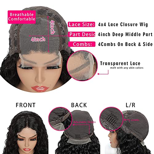 Hairitory 4x4 Deep Wave Lace Front Wigs Human Human Water Wave Brazia