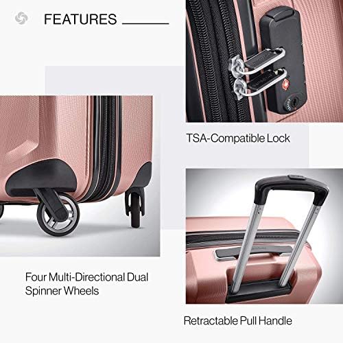 Samsonite Winfield 3 DLX Hardside Luggage com spinners, transporte de 20 polegadas, rosa