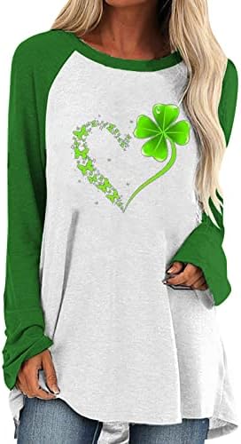 T-shirt do dia de Saint Patricks para mulheres imprimem o pescoço solto férias de férias irlandesas moletom irlandês
