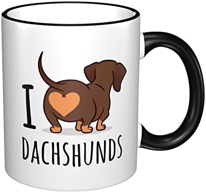 Dachshund fofo cão engraçado Animal de café xícara de chá xícara de chá 11 onças de cerâmica feminina avós masculina escritório