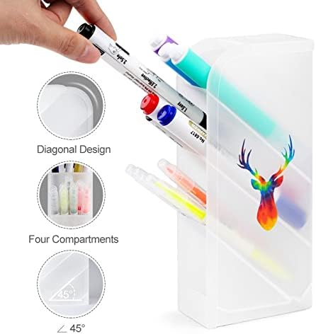 Tie Dye Deer Cabeça Cabeça Pen do Organizador de Lápis Armazenamento Copo Copo de Copo Arte para o escritório Home White White