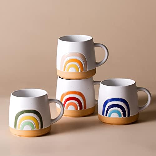 Cutiset 13 onça de canecas de café cerâmica arco -íris, caneca de café segura para microondas e forno exclusivo,
