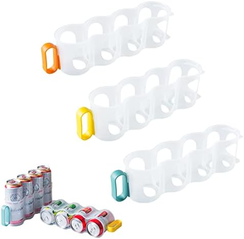 Knchy 3 pacote refrigerante pode organizar portátil com alça, a geladeira pode dispensar o suporte da caixa de armazenamento de refrigerante, o refrigerante de plástico transparente pode dispensar a célula única organizadora de organizador