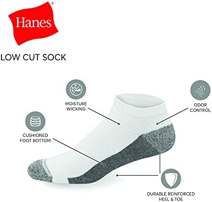 Hanes Men's Ultra Cushion Freshiq odor Controle com Wicking Low Cut Meocks, Pacote de 6 pares