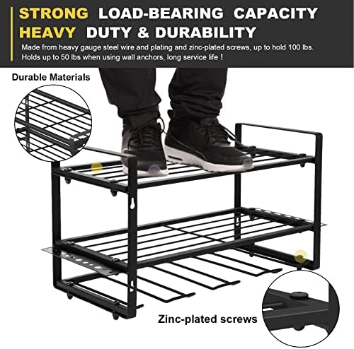 Organizador da ferramenta elétrica de Easterville para armazenamento de ferramentas - 3 camadas de prateleira de metal racks de utilidades, suporte para perfuração pesado, organizadores de ferramentas de garagem com 4 detentores de broca para pai