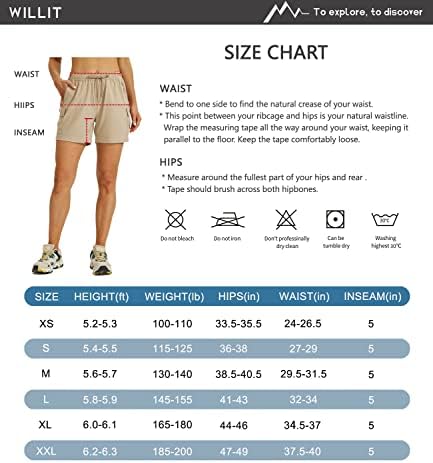 Willit Women's Shorts Caminhando Shorts de Carga Quick Dry Golf Shorts atléticos atléticos 7 Shorts de verão leves com bolsos