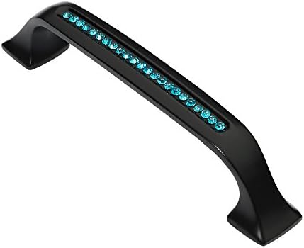 Pedra da Sabedoria 411196B-AQ Bellissima Pull 96mm Pull, 3-3/4 , Black/Aqua Blue