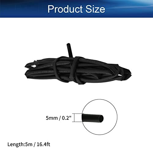 1pcs tubulação de encolhimento de calor, 2: 1 cabo de fio elétrico de bettomshin preto ≥600V e 248 ° F, envoltório de encolhimento de 5 mx5 mm de proteção de isolamento duradouro de longa duração 2,6 ～ 4,5 arnês