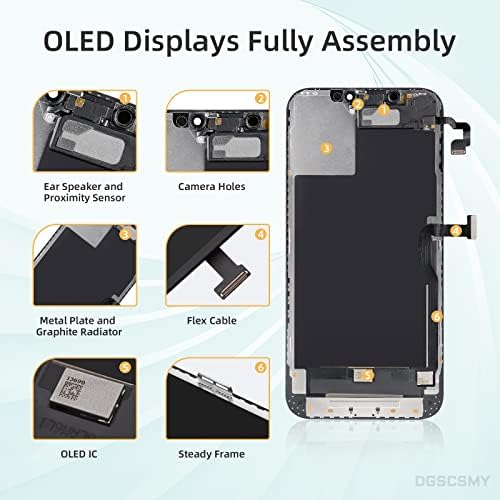 [OLED] Para o iPhone 12 Pro Max Screen Substituição com o sensor de proximidade do alto -falante dianteiro Digitalizador