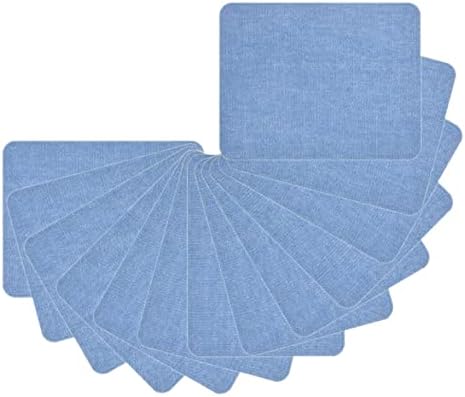 Ferro de jeans de harsgs 12pcs em manchas dentro e fora de cola forte algodão de algodão remendo para jeans jaqueta jeans e decoração, azul claro