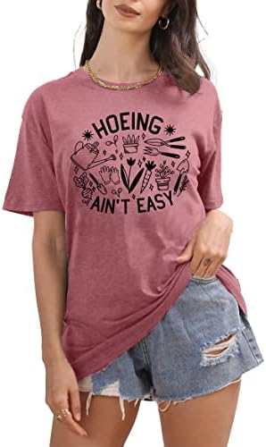 Camisas de jardim para mulheres amantes de plantas camiseta enxugada não é fácil tee gráfica de manga curta tampa de blusa de presente de jardineiro