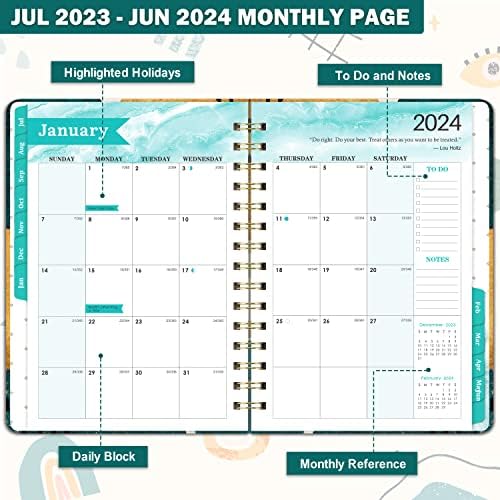 Planejador 2023-2024-Planejador mensal semanal 2023-2024, 6,4 x 8,5, planejador de julho de 2023 a junho de 2024, 12 meses
