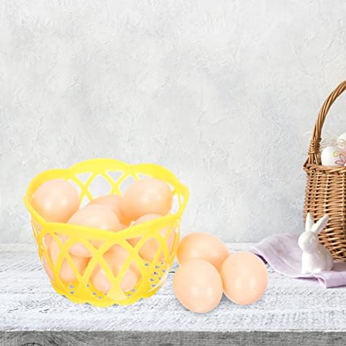 Didiseaon 1 Conjunto de ovos de plástico falsos ovos de galinha realistas de ovo de ovo artificial com cesto de