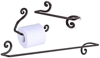 Conjunto de acessórios para banheiros de ferro forjado rtzen, barra de toalha de mão decorativa, cabide de toalha corporal e suporte de papel higiênico