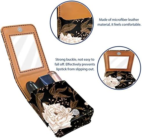 Caixa de batom sem costura vintage floral com espelho para a organização de suporte de caixa portátil da bolsa