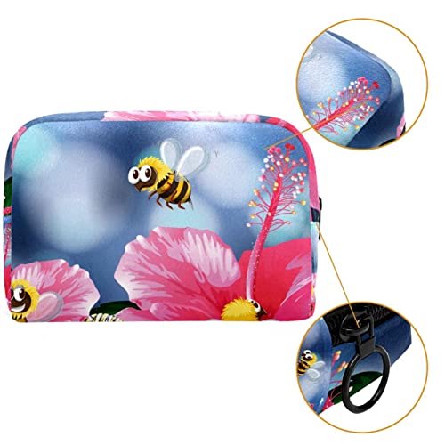 Bolsa de higiene pessoal Bolsa de lava -lava de maquiagem cosmética com abelhas com zíper voando no jardim para acessórios de viagem Essentials