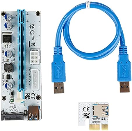 Conectores ver 008s pcie riser 4pin sata 6pin PCI -E Riser Card 1x a 16x USB3.0 Adaptador de cartões gráficos PCI E Extender para