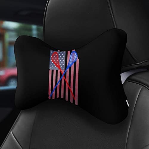 Lacrosse USA Flag Car pescoço travesseiro de carro macio para apoio de cabeça travesseiro de pescoço travesseiro de almofada 2 pacote para viajar de viagem