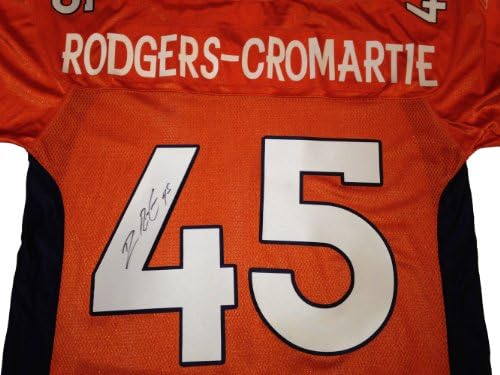 Dominique Rodgers-Cromartie autografou a camisa laranja de Denver Broncos com prova, imagem da assinatura de Dominique para nós, Denver