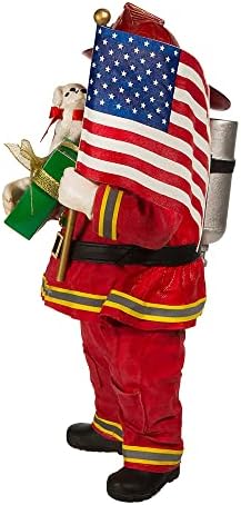 10,5 polegadas Fabriché Fireman Papai Noel com bandeira americana