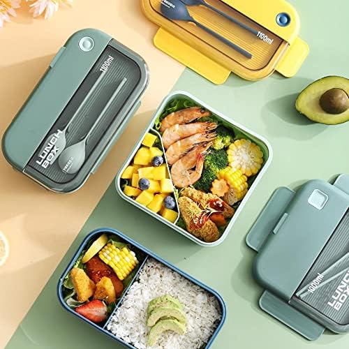 Bento Box Lunch com Fork Spoon portátil Microwavable Child Office Working Combineers Recipientes de Alimentos Hermética