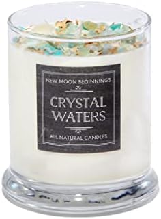 Velas de águas cristalinas de início da lua nova - Flor seca, erva e velas de cristal - vela de soja - toda a vela