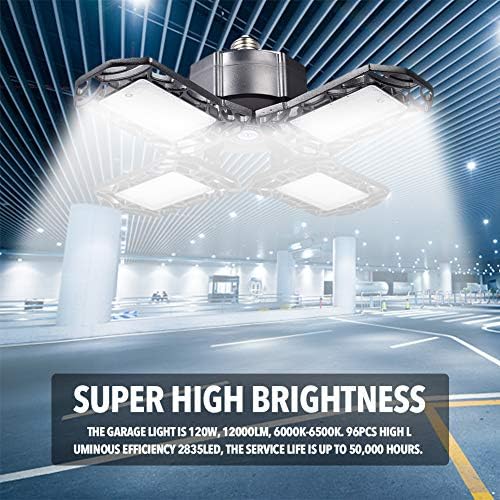 Luz de luminária de garagem dobrável ajustável Yalaz, lâmpadas de garagem LED, luzes LED de 12000lm para garagem, porão, workshop 9 pacote
