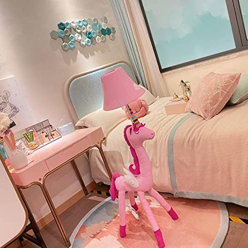 Lâmpada de piso por Cozylight, Pink Unicorn Design 51 polegadas de altura para o quarto da menina, lâmpada de brinquedo costurada