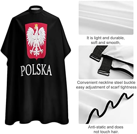 Polonês polonês Polska Bandeira de corte de cabelo impermeável Cape Cabinho de corte de cabelo com cabelos com fechamento ajustável
