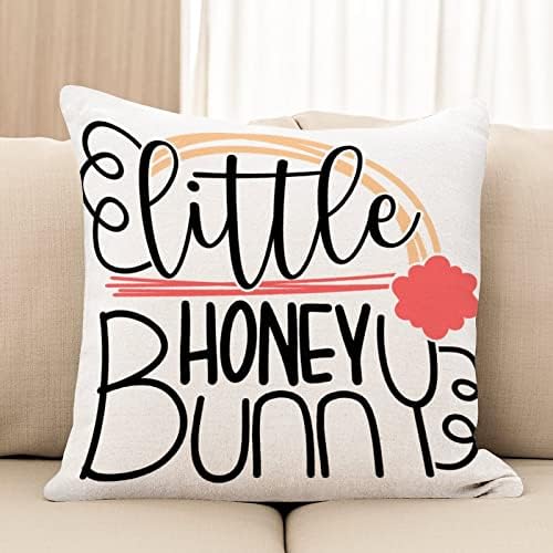 Feliz ovos de Páscoa Capas de almofada de coelho Little Honey Bunny Sofá Almofadas de Páscoa engraçada Citação de sotaque