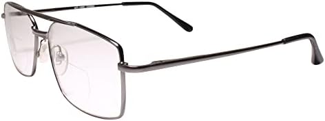 Retângulo Gunmetal Frame Vintage 80s 90s Bifocal Reader 1.25 Reading Glasses