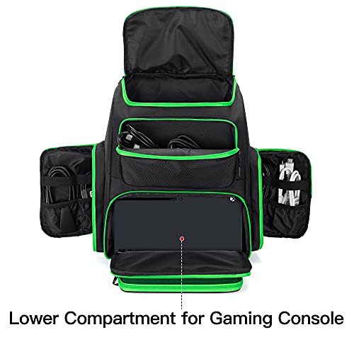 TRUNAB Travel transportando mochila compatível com Xbox Series X, bolsa de caixa de armazenamento com 2 espaços internos para