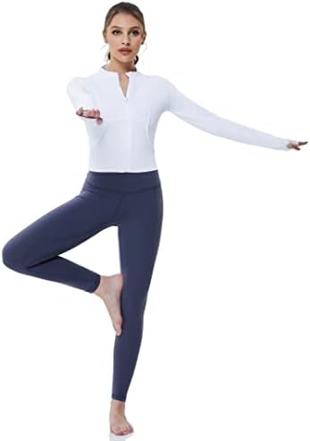 Jaqueta de faixa feminina de Kojooin Full Zip Running Slim Fit Athletic Jackets Yoga Sportwear Manga longa com orifícios de polegar