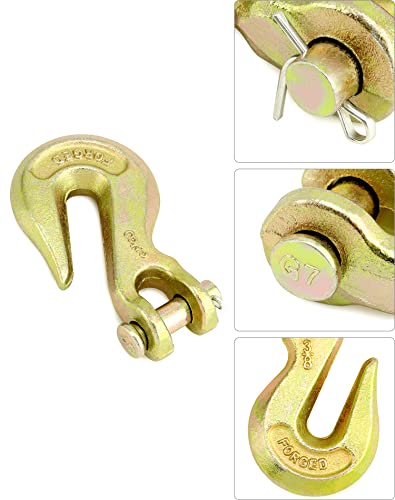 QWORK 4 PACK 3/8 Grade 70 Clevis Grab Hook, gancho de corrente de transporte de 7500 libras, gancho de segurança de acabamento